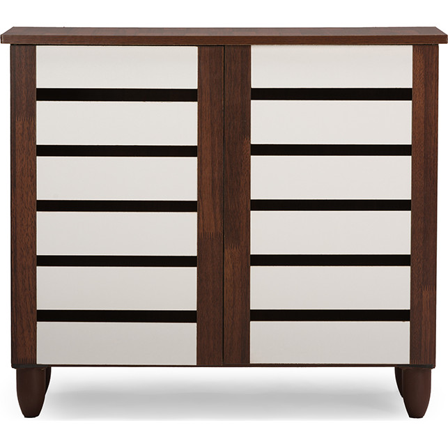 Baxton SC865512-Dirty Oak Gisela 2 Door Shoe Cabinet in Oak Finish